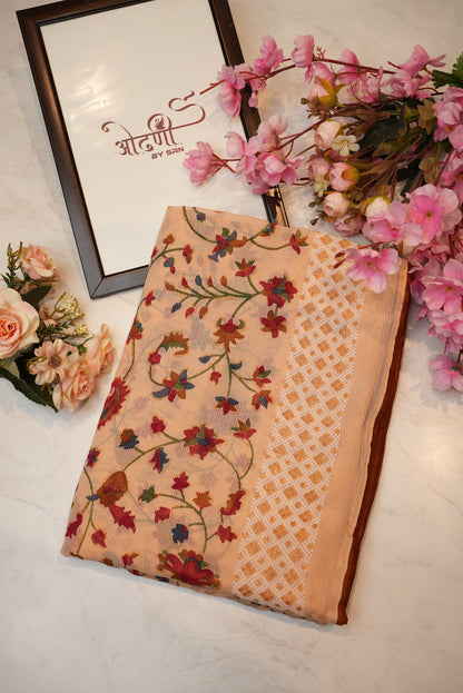 Syntnetic Net fabric saree with siroski buta & contrast blouse ##SR039