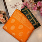 Dola fabric saree with foil print & heavy contrast blouse ##SR040