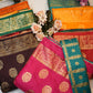 Dola fabric saree with foil print & heavy contrast blouse ##SR040
