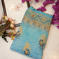 Weightless fabric saree with print & foil work & heavy contrast blouse ##SR041