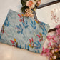 Weightless fabric flower print saree with cut border ##SR042