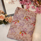 Weightless fabric flower print saree with cut border ##SR042