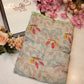 Weightless fabric flower print saree with cut border ##SR042