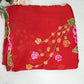 ROYAL CHINON FABRIC SAREE WITH FLOWER PRINT HANDWROK (WITH BLOUSE) ##SR0177