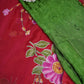 ROYAL CHINON FABRIC SAREE WITH FLOWER PRINT HANDWROK (WITH BLOUSE) ##SR0177