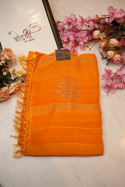 Georgette Fabric satin patta saree with sirosri work ##SR046
