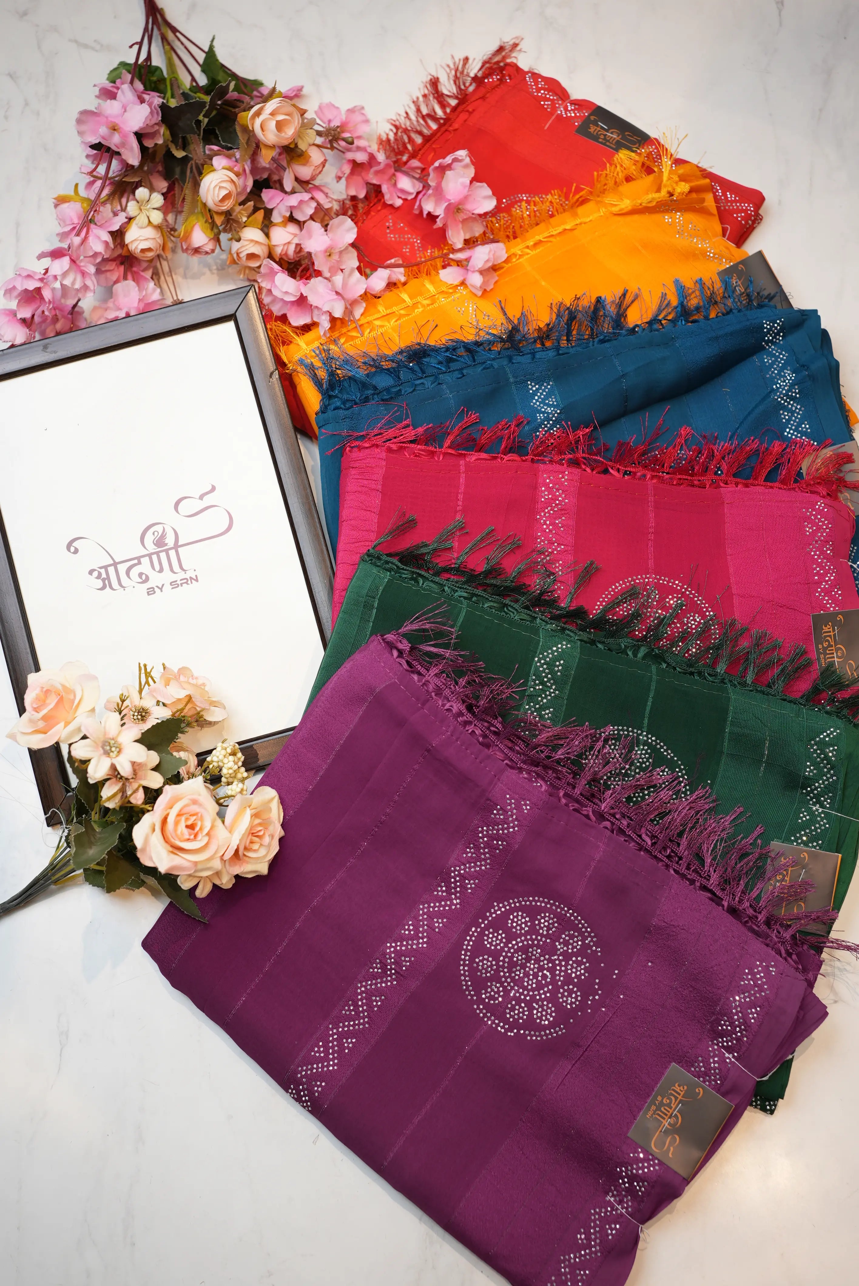 Georgette Satin Patta Saree With Siroshi Work