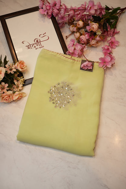 synthetic fabric saree with sequnce buta ##SR049