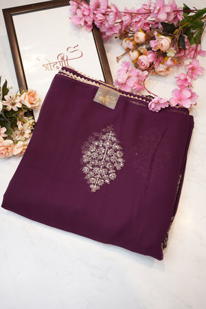 synthetic fabric saree with sequnce buta ##SR049