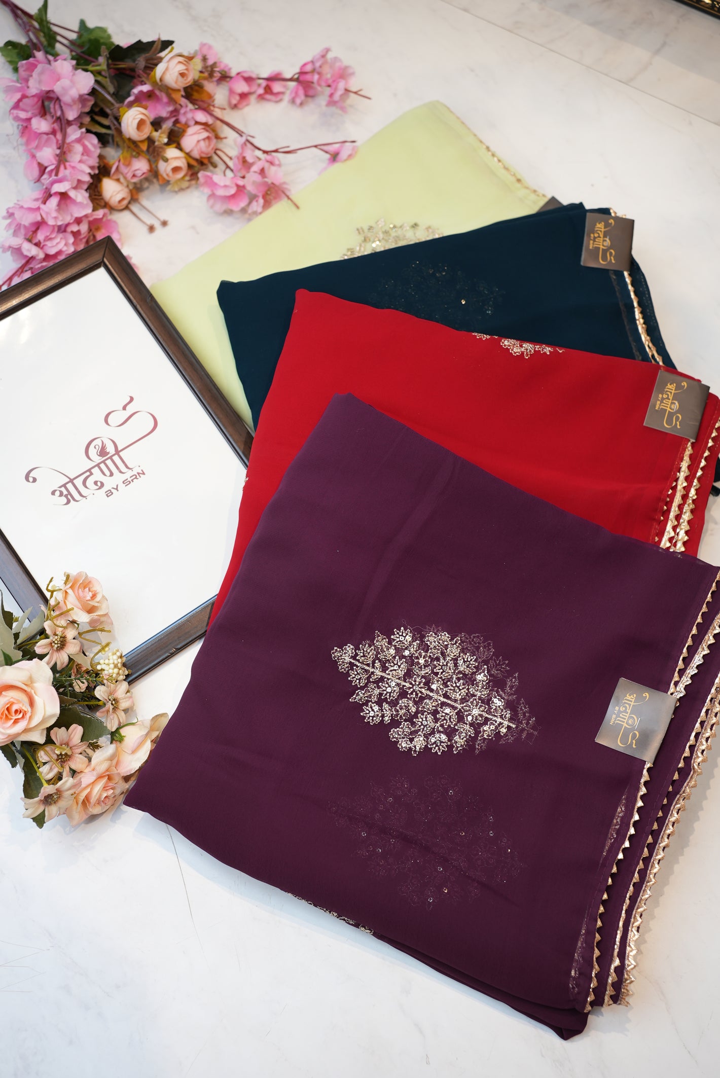 synthetic fabric saree with sequnce buta ##SR049