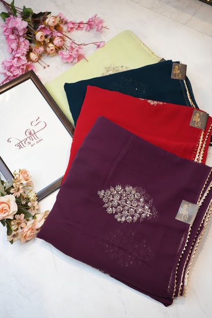 synthetic fabric saree with sequnce buta ##SR049