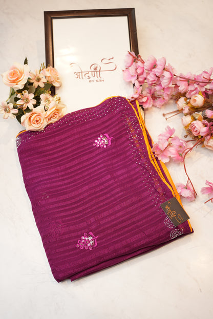 Georgette saree with Swarovski work border & sequnce buta ##SR050