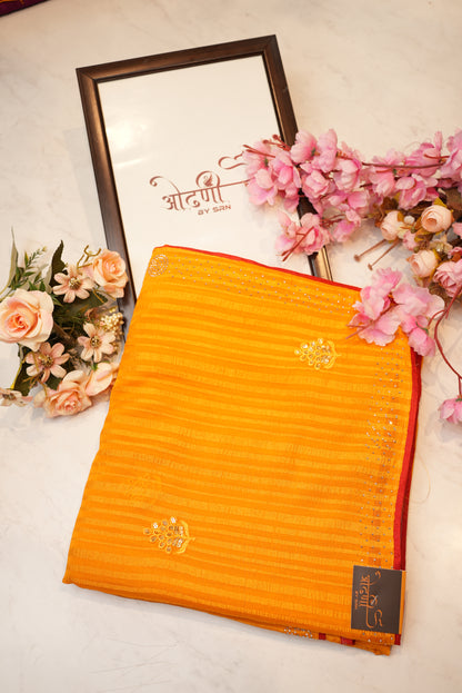Georgette saree with Swarovski work border & sequnce buta ##SR050