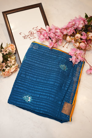Georgette saree with Swarovski work border & sequnce buta ##SR050