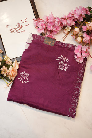 jarkan border with flower butta & senthetic fabric saree ##SR080