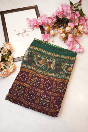 synthetic weightless fabric saree with dual colour tone ##SR055