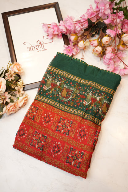 synthetic weightless fabric saree with dual colour tone ##SR055