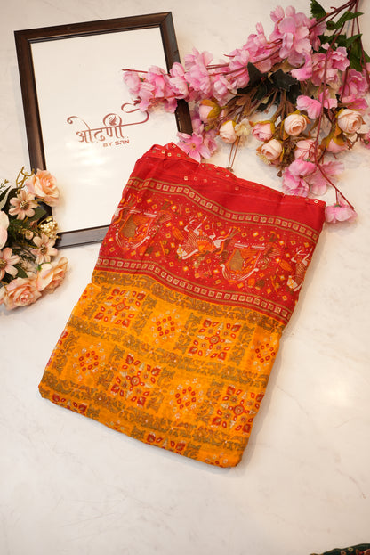 synthetic weightless fabric saree with dual colour tone ##SR055