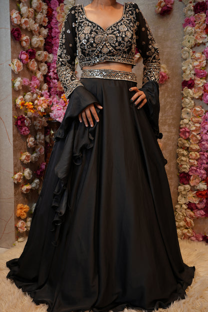 PARTYWEAR 3PCS CROPTOP WITH HEAVY BLOUSE & STYLISH DUPPATA     ##CT01