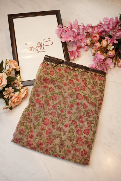 Weightless fabric saree with border & flower print ##SR056