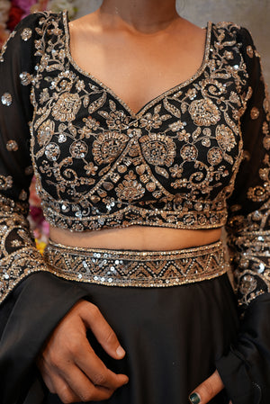 PARTYWEAR 3PCS CROPTOP WITH HEAVY BLOUSE & STYLISH DUPPATA     ##CT01