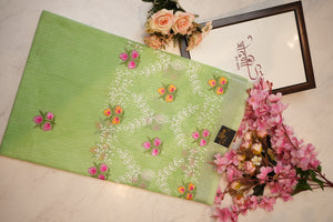 Cotton kota doria saree with embroidery ##SR057