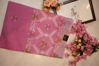 Cotton kota doria saree with embroidery ##SR057