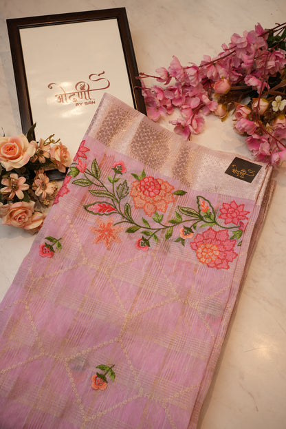 Cotton kota doria saree with casement work ##SR059
