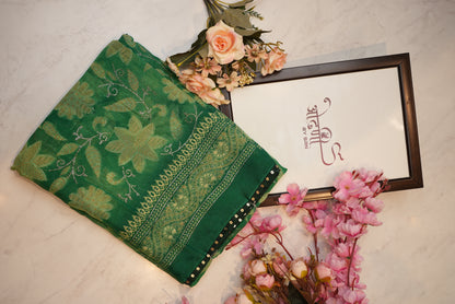 Synthetic saree with foil work & border ##SR061