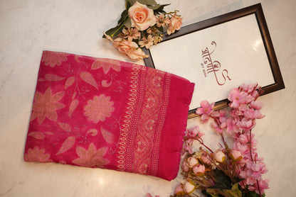 Synthetic saree with foil work & border ##SR061