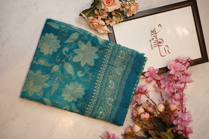 Synthetic saree with foil work & border ##SR061