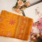 Synthetic saree with foil work & border ##SR061