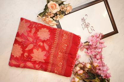 Synthetic saree with foil work & border ##SR061