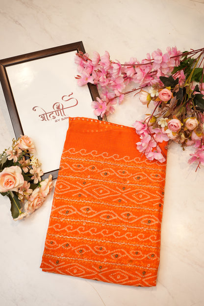 Synthetic  saree with foil work & border ##SR062