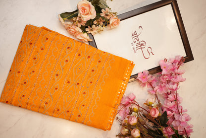 Synthetic  saree with foil work & border ##SR062