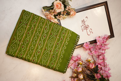 Synthetic  saree with foil work & border ##SR062