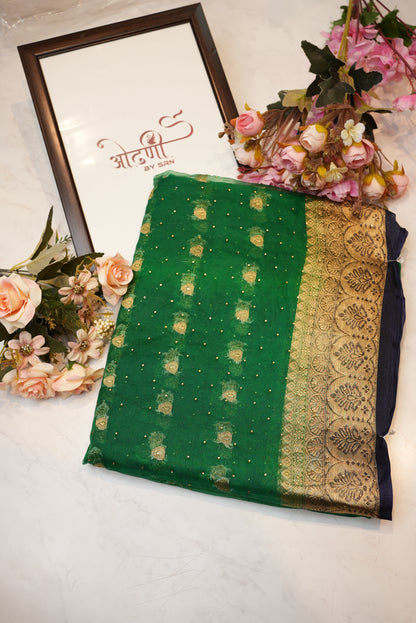 Mosam fabric saree with zari border & buti ##SR63