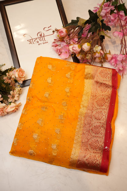 Mosam fabric saree with zari border & buti ##SR63