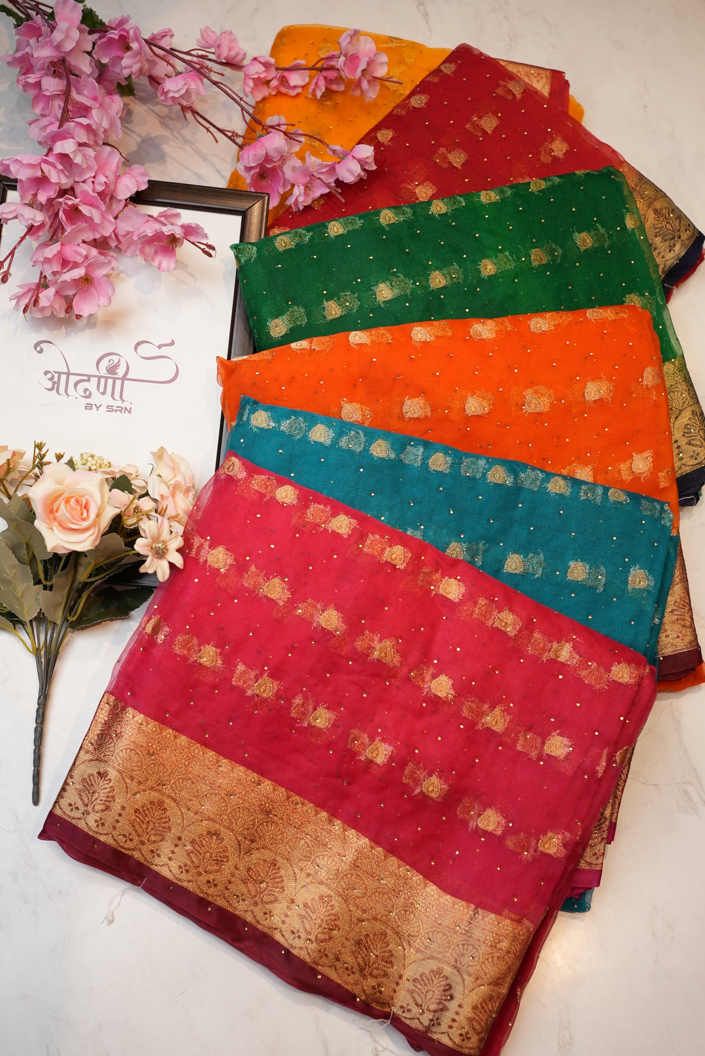 Mosam fabric saree with zari border & buti ##SR63