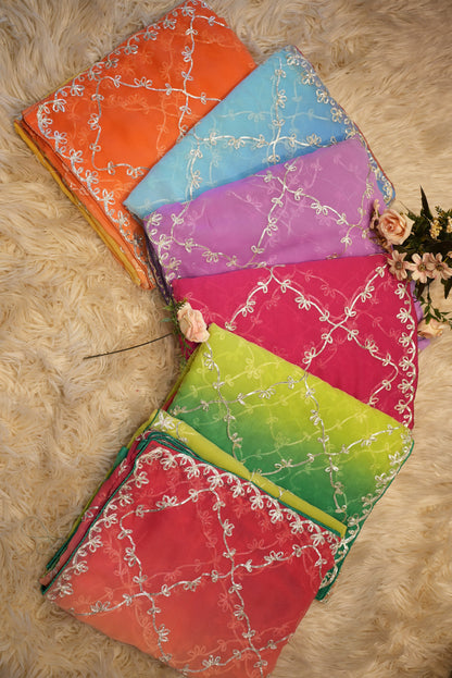 GEORGETTE FABRIC SAREE WITH GOTA PATTI JAAL PATTERN   ##SR0183