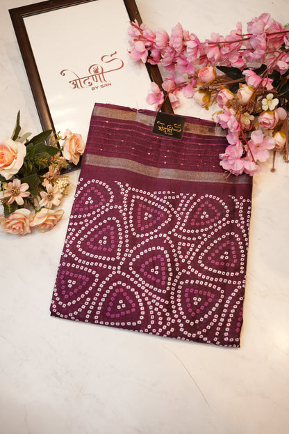 Dola Fabric saree with foil bandhni print & sequins border ##SR065