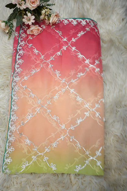 GEORGETTE FABRIC SAREE WITH GOTA PATTI JAAL PATTERN   ##SR0183