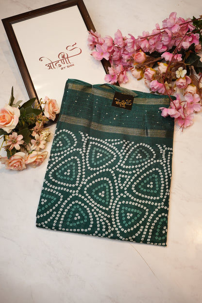 Dola Fabric saree with foil bandhni print & sequins border ##SR065