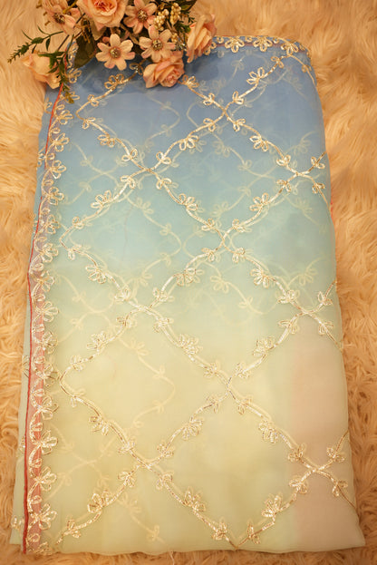 GEORGETTE FABRIC SAREE WITH GOTA PATTI JAAL PATTERN   ##SR0183