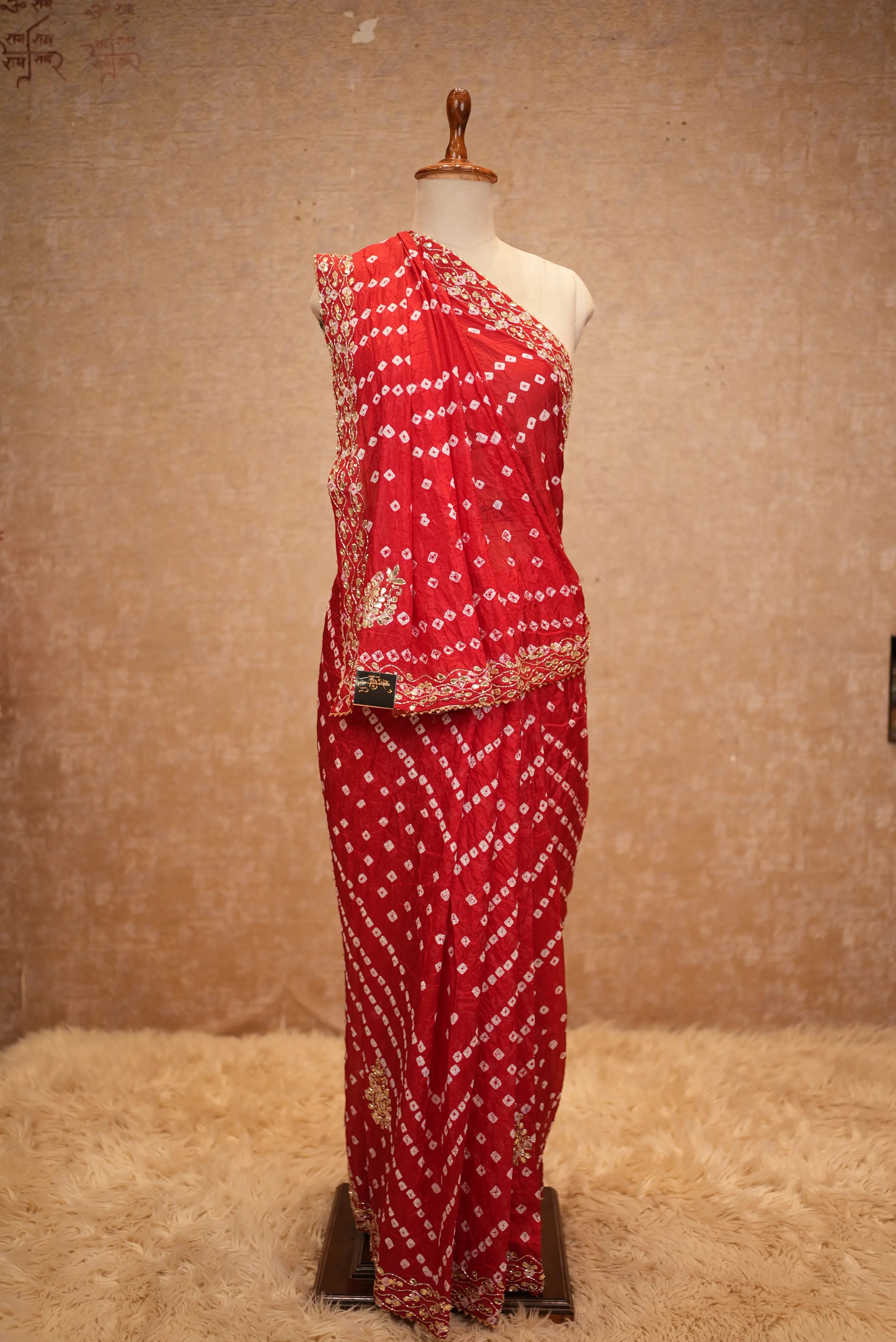 Bandhani Design Tapeta Silk Fabric Saree with Handwork Buti & Border Pattern (with blouse)