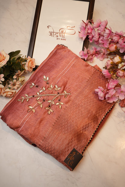 Mix Cotton Fabric with Banarasi Weaving & Buta Handwork Saree ##SR045