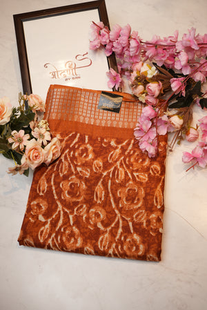 Synthetic fabric saree with zari border ##SR068