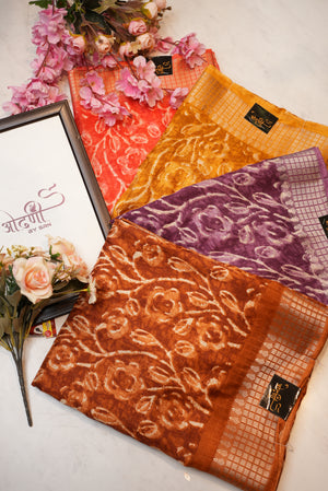 Synthetic fabric saree with zari border ##SR068