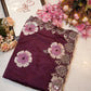 Mirror work scallop border with flower design print & fancy silk ##SR069
