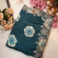 Mirror work scallop border with flower design print & fancy silk ##SR069